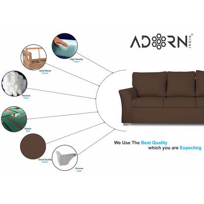 Adorn India Alexia Five Seater Sofa Set 3-1-1 (Brown)