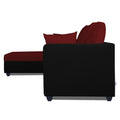 Zink Straight line L Shape 5 Seater Sofa Plain Cushion (Left Side Handle)(Maroon & Black)