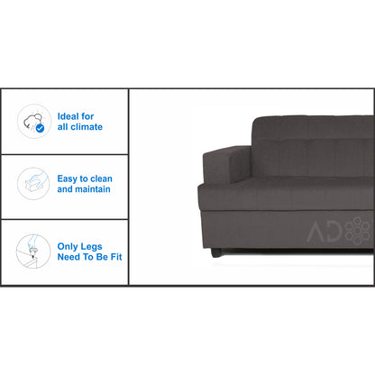 Adorn India Aleena 3 seater sofa(Grey)