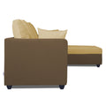 Zink Straight line Wooden L Shape 5 Seater Sofa with Plain Cushion (Brown & Beige)