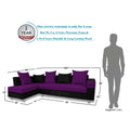 Adorn India Adillac 6 Seater Corner Sofa(Left Side Handle)(Dark Purple & Black)