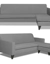 Adorn India Aladra L Shape Decent 5 Seater Sofa Set (Right Hand Side) (Grey)