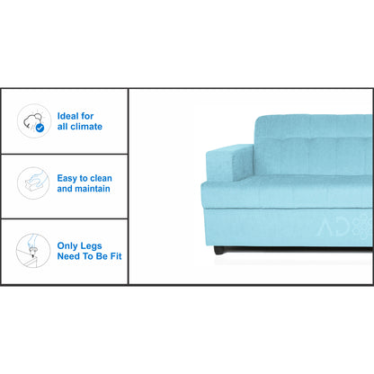 Adorn India Aleena 3 Seater Sofa(Light Blue)