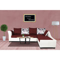 Adorn India Aliana L Shape Leatherette Fabric 6 Seater Sofa Set RHS (Maroon & White) (3 Year Warranty)
