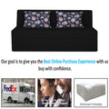 Adorn India Easy Highback Three Seater Sofa Cum Bed Floral 6' x 6' (Black) (1 Year Warranty)