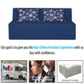 Adorn India Easy Highback Three Seater Sofa Cum Bed Floral 6' x 6' (Blue) (1 Year Warranty)