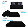 Adorn India Easy Two Seater Sofa Cum Bed Floral '4 x 6' (Black), Foam