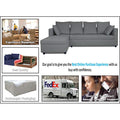 Zink Straight line L Shape 6 Seater Sofa Plain Cushion (Left Side Handle)(Grey)