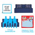 Adorn India Easy Three Seater Sofa Cum Bed Floral '5 x 6' (Blue), Foam