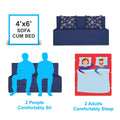 Adorn India Easy Two Seater Sofa Cum Bed Floral '4 x 6' (Blue), Foam