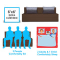 Adorn India Easy Three Seater Sofa Cum Bed Wave '6 x 6' (Brown)