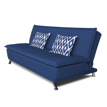 Adorn India Arden 3 Seater Rhombus Sofa Cum Bed Fabric (Blue)