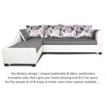 Adorn India Aliana L Shape Leatherette Fabric 6 Seater Sofa Set LHS (Light Grey & White) (3 Year Warranty)