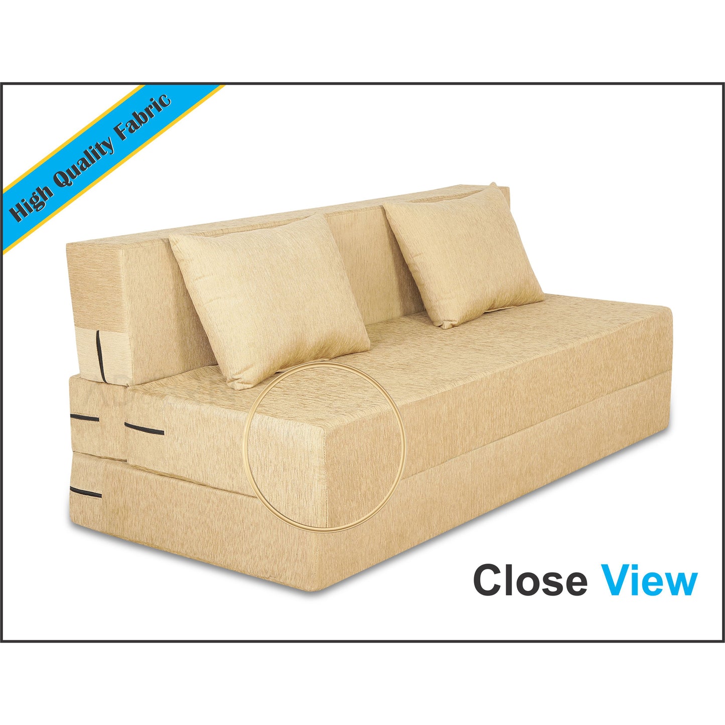 Adorn India Easy Three Seater Sofa Cum Bed Alyn 6'x 6' (Beige)