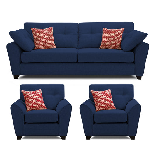 Adorn India Moris 5 Seater 3-1-1 Sofa Set (Blue)