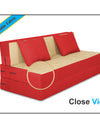 Adorn india Easy Two Seater Sofa Cum Bed (3 Years Warrenty Quality Foam)-Perfect for Seat & Sleep Washeble Polyster Fabric Cover (Red & Beige) 4'x6'.Pillows Free