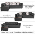 Adorn India Mclain L Shape 6 Seater Sofa (Left Side Handle)(Dark Grey)