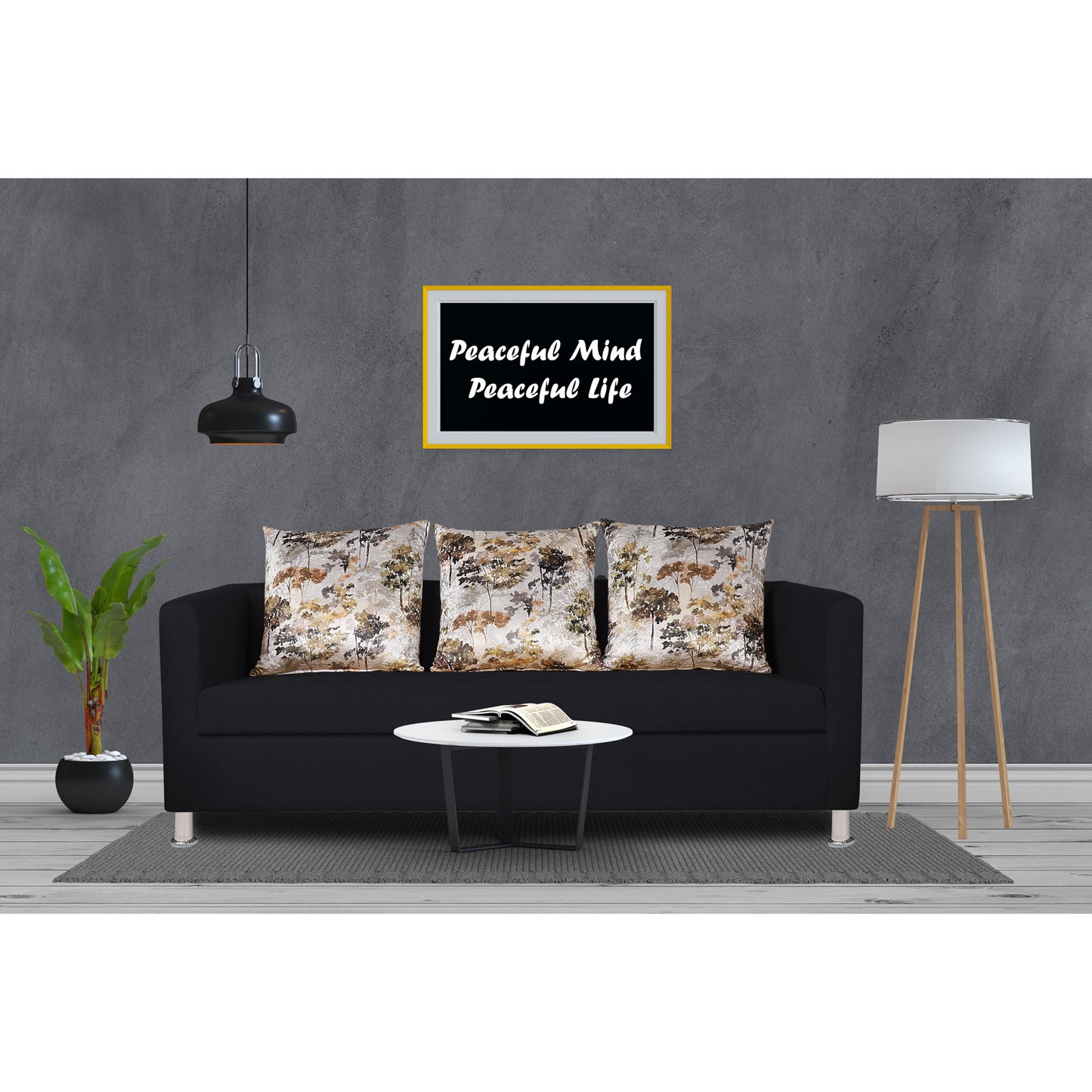 Adorn India Alita 3 Seater Compact Sofa (Black)