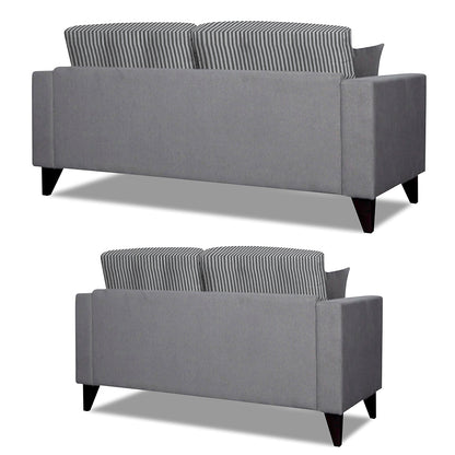 Adorn India Hector Stripes 3+2 5 Seater Sofa Set (Grey) Martin Plus