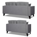 Adorn India Hector Stripes 3+2 5 Seater Sofa Set (Grey) Martin Plus (3 Year Warranty)