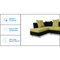Adorn India Adillac 5 Seater Corner Sofa(Left Side Handle)(Green & Black)