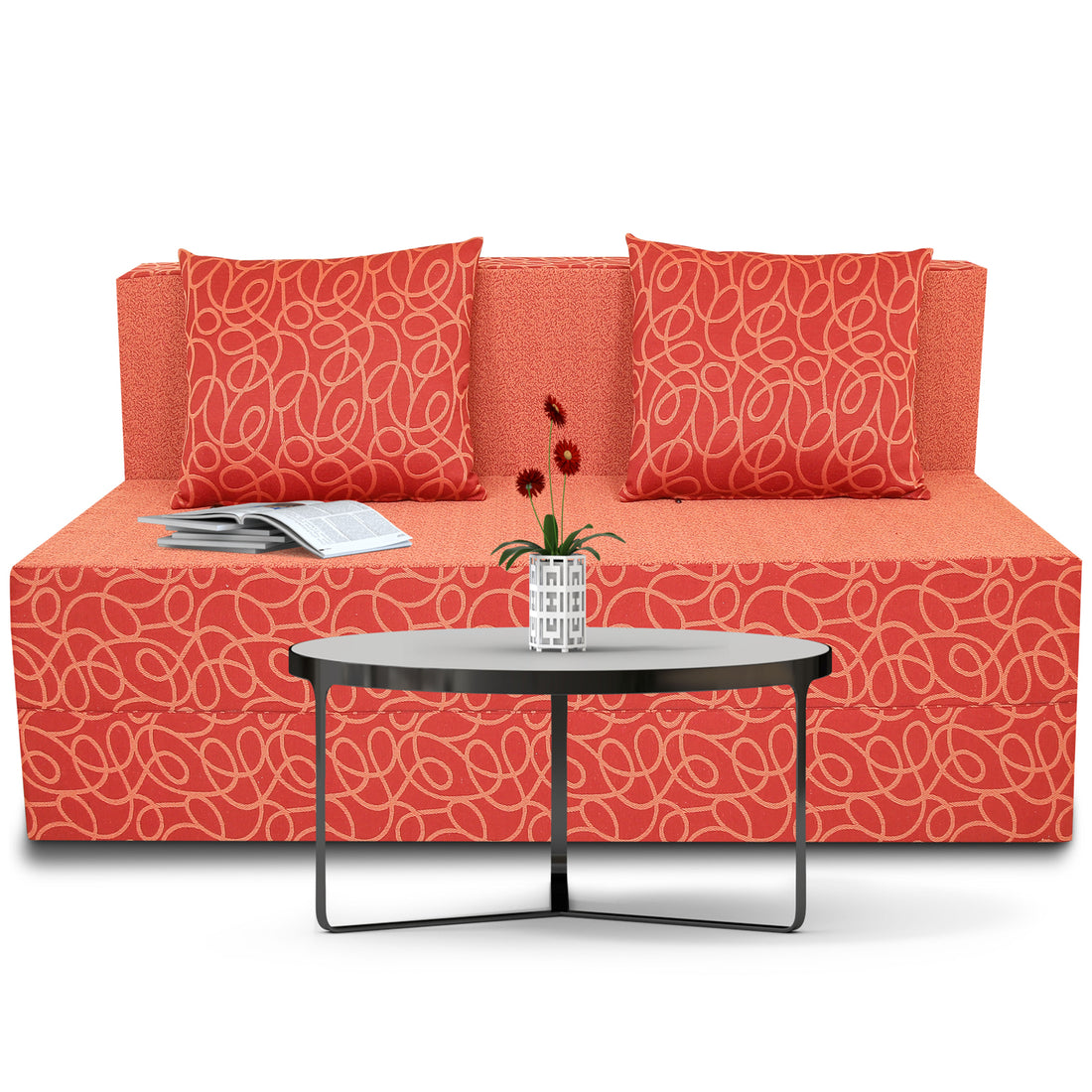 2 Seater Sofa Cum Bed Easy Poly Cotton 4x6 (Red)