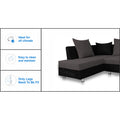 Adorn India Adillac 5 Seater Corner Sofa(Left Side Handle)(Grey & Black)