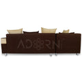 Adorn India Adillac 5 Seater Corner Sofa(Left Side Handle)(Brown & Beige), Wood, Foam