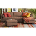 Adorn India Alexander L Shape 7 Seater Sofa Set with Ottoman Puffy RHS (Camel) (3 Year Warranty)