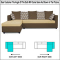 Zink Straight line L Shape 6 Seater Sofa Rhombus Cushion (Left Side Handle)(Brown & Beige)