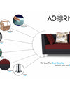 Adorn India Exclusive Two Tone Alica Three Seater Sofa (Maroon & Black)