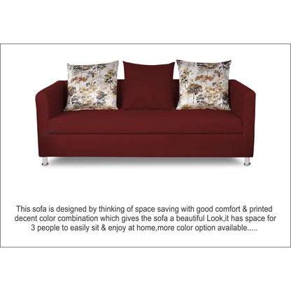 Adorn India Alita 3 Seater Compact Sofa (Maroon)