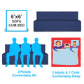 Adorn India Easy Treno 3 Seater Sofa Cum Bed Sit & Sleep Perfect for Guest, Colour Blue, 6'x6'