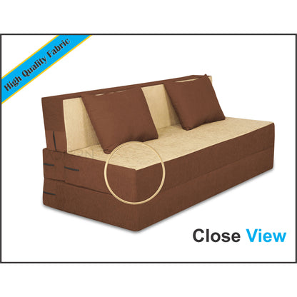 Adorn india Easy Three Seater Sofa Cum Bed(Brown & Beige) 6'x6'