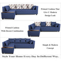 Adorn India Mclain L Shape 6 Seater Sofa (Left Side Handle)(Blue)