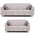 Adorn India Roselyn Digital Print 3+2 5 Seater Sofa Set (Blue)
