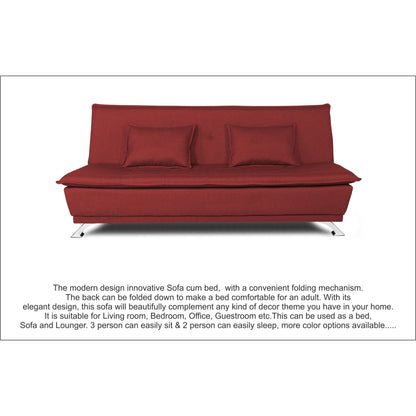 Adorn India Arden 3 Seater Sofa Cum Bed Fabric (Maroon)