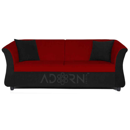 Adorn India Acura 3 seater sofa(Maroon & Black)