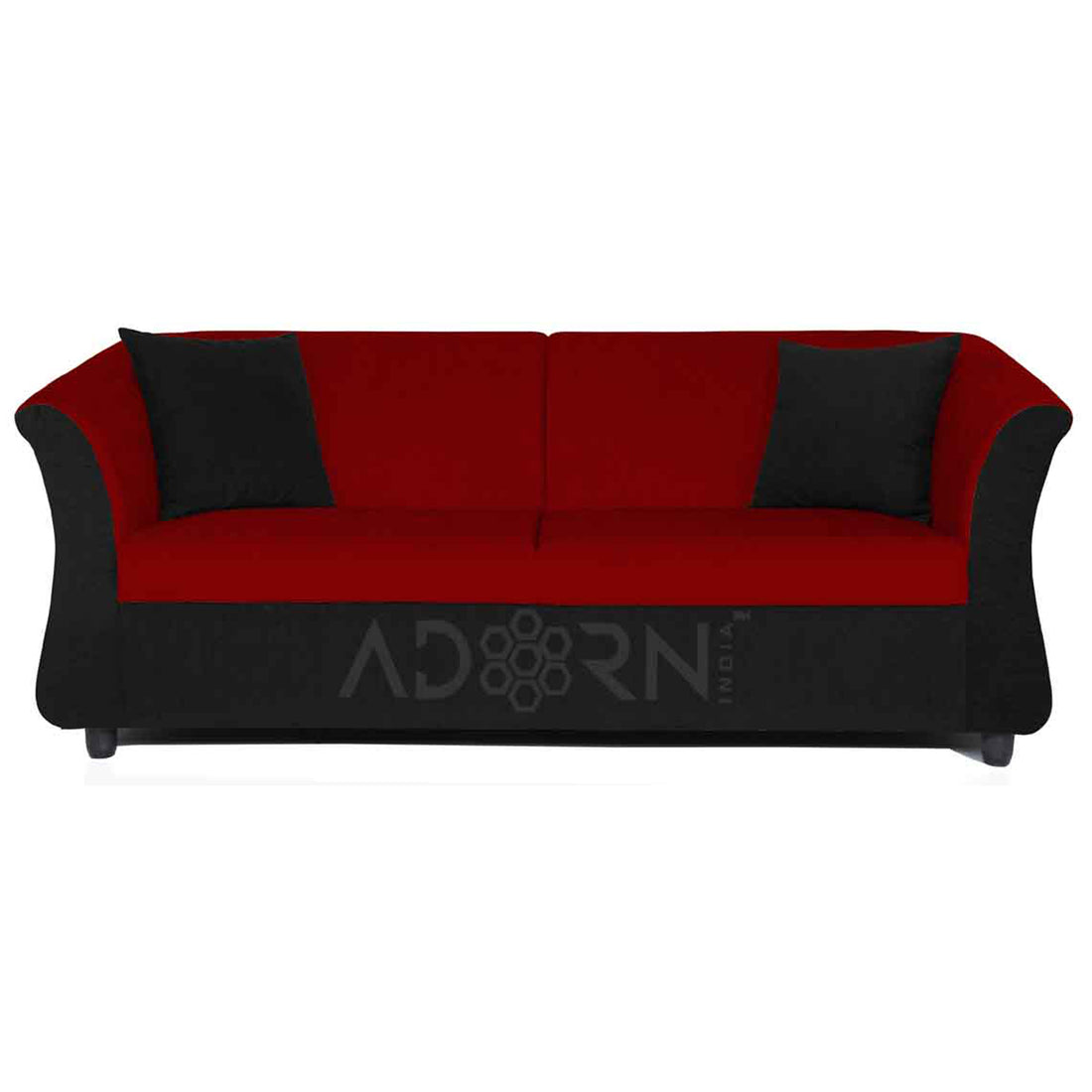 Adorn India Acura 3 Seater Sofa(Maroon & Black)