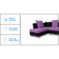Adorn India Adillac 6 Seater Corner Sofa(Left Side Handle)(Light Purple & Black)