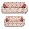 Adorn India Roselyn Digital Print 3+2 5 Seater Sofa Set (Beige)