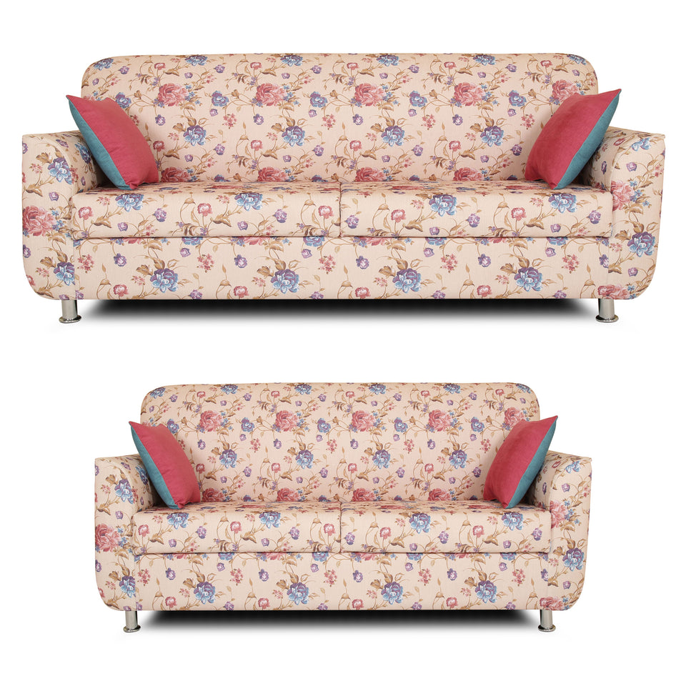 Roselyn Digital Print 3+2 5 Seater Sofa Set (Beige)