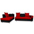 Adorn India Adillac 5 Seater Corner Sofa(Left Side Handle)(Red) d & Black)