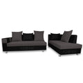 Adorn India adillac 5 Seater Corner Sofa (Right Side, Grey & Black)