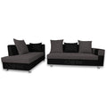 Adorn India Adillac 5 Seater Corner Sofa(Left Side Handle)(Grey & Black)