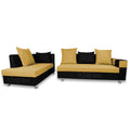 Adorn India Adillac 5 Seater Corner Sofa(Left Side Handle)(Yellow & Black)