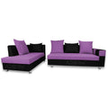 Adorn India Adillac 6 Seater Corner Sofa(Left Side Handle)(Light Purple & Black)