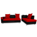 Adorn India Adillac 5 Seater Corner Sofa(Right Side)(Red) d & Black