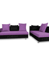 Adorn India Adillac 5 Seater Corner Sofa(Right Side)(Light Purple & Black)
