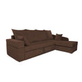 Adorn India Comfort Line L Shape 6 Seater Corner Sofa Cum Bed RHS (Brown)